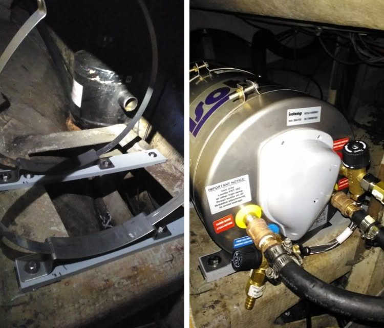 I used HDPE for a mount for the new water heater. The only heater I could find that would fit through the access hatch was quite a bit smaller than the old one.