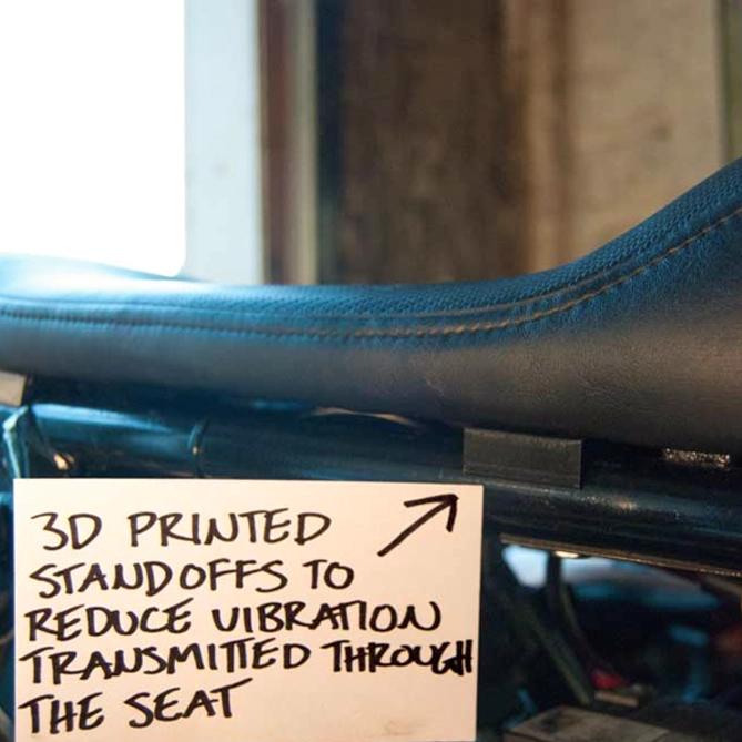 Sitting directly on the frame, the new seat vibrated so badly the bike was unridable.