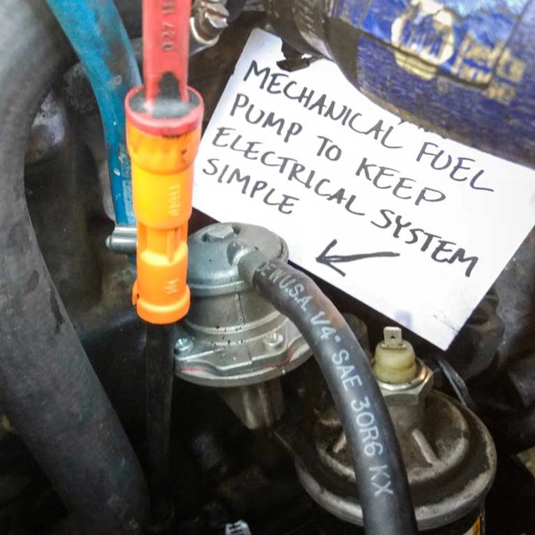 One model of Rabbit sold in Europe in the 70s came with a gas engine and a mechanical fuel pump.  VW used the exact same engine design for diesel and gas engines for almost 30 years so the mechanical fuel pump bolted right on to the newer engine.